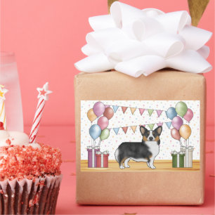 Zwarte driekleurige Pembroke Corgi-hond Pastel Ver Rechthoekige Sticker