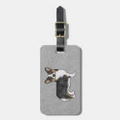 Zwarte driekleurige Pembroke Welsh Corgi Cartoon H Bagagelabel (Voorkant verticaal)