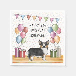 Zwarte driekleurige Pembroke Welsh Corgi Gefelicit Servet