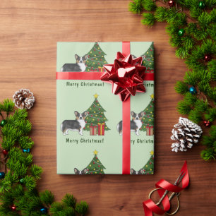 Zwarte driekleurige Pembroke Welsh Corgi Kerstboom Cadeaupapier