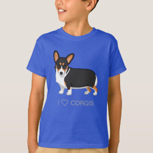 Zwarte driekleurige Pembroke Welsh Corgi zonder st T-shirt
