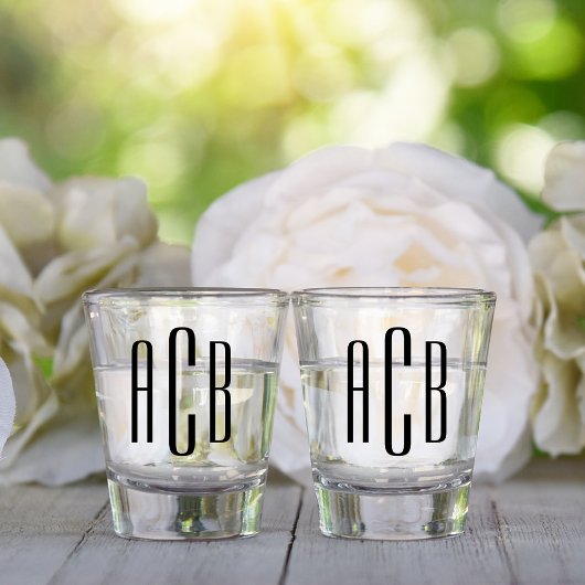 Zwarte drieletterige monogram shot glas