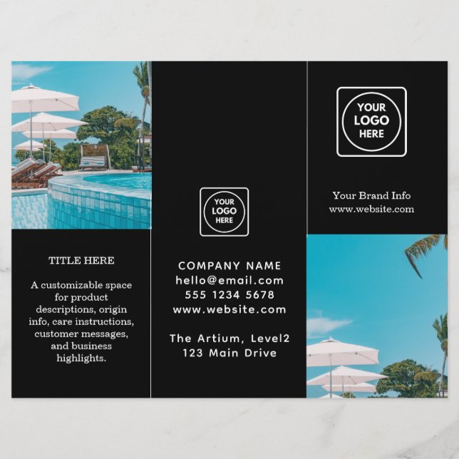 zwarte drievoudige brochure | Custom Modern Busine (Voorkant)