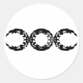 Zwarte Drievoudige Godin Maan Ontwerp Ronde Sticker