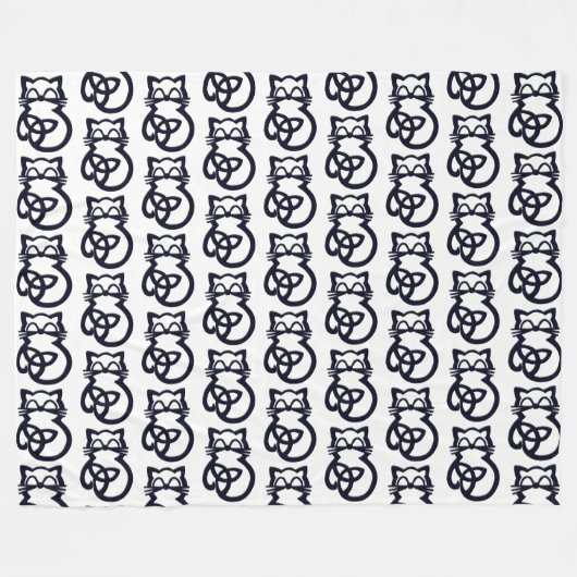 Zwarte Drievuldigheidsknoop Keltische kat Fleece D Deken (Voorkant (Horizontaal))