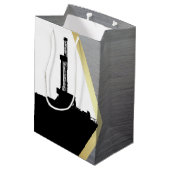 Zwarte drilling Silhouette met metalen blik Medium Cadeauzakje (Achterkant Gekanteld)