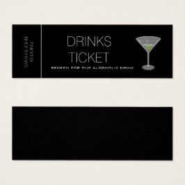Zwarte Drink Ticket Wedding Reception-minikaart Mini Visitekaartjes