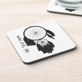 Zwarte Drocatcher op witte achtergrond Bier Onderzetter (Linkerzijde)