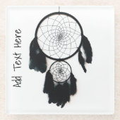 Zwarte Drocatcher op witte achtergrond Glazen Onderzetter (Voorkant)