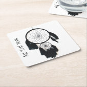 Zwarte Drocatcher op witte achtergrond Kartonnen Onderzetters (Schuin)