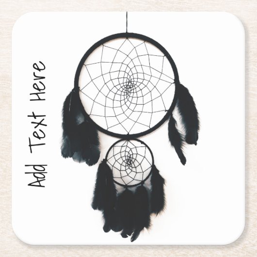 Zwarte Drocatcher op witte achtergrond Kartonnen Onderzetters (Voorkant)