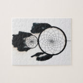 Zwarte droombestrijder met veren legpuzzel (Horizontaal)