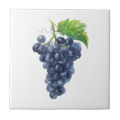Zwarte druiven. Waterverf Tegeltje (Voorkant)