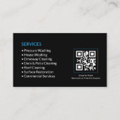 Zwarte Drukwasdienst QR-code Visitekaartje (Achterkant)