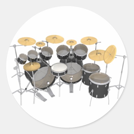 Zwarte drumkit: 10 stuks: ronde sticker (Voorkant)