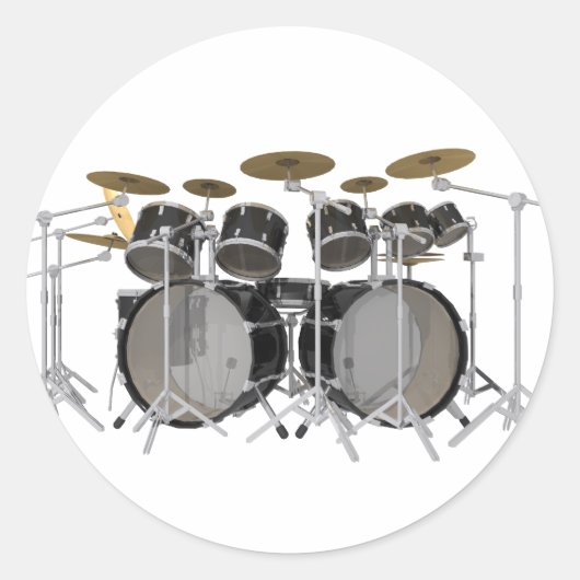 Zwarte drumkit: 10 stuks: ronde sticker (Voorkant)