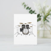 Zwarte drumkit: briefkaart (Staand voorkant)