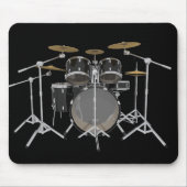 Zwarte drumkit: Mousepad Muismat (Voorkant)