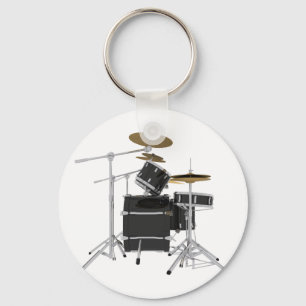 Zwarte drumkit: sleutelhanger