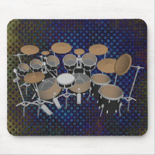 Zwarte drumset van 10 artikelen: Black Mousepad: D Muismat