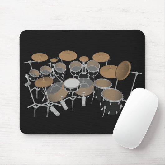 Zwarte drumset van 10 artikelen: Black Mousepad: D Muismat (Met muis)