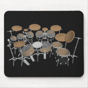 Zwarte drumset van 10 artikelen: Black Mousepad: D Muismat