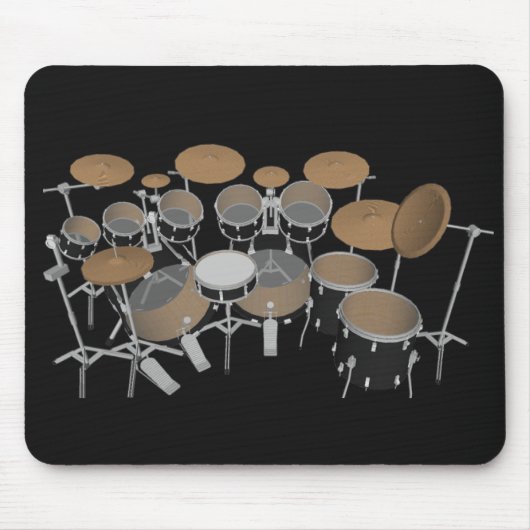 Zwarte drumset van 10 artikelen: Black Mousepad: D Muismat (Voorkant)