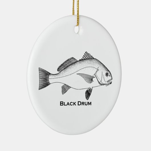 Zwarte drumvis keramisch ornament (Rechts)