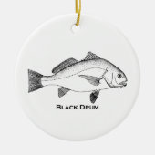 Zwarte drumvis keramisch ornament (Voorkant)
