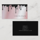 zwarte druppelaar op roos goudfolie visitekaartje (Voorkant / Achterkant)