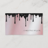 zwarte druppelaar op roos goudfolie visitekaartje (Voorkant)