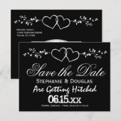 Zwarte Dubbele harten Opslaan de Briefkaarten Datu (Voorkant / Achterkant)