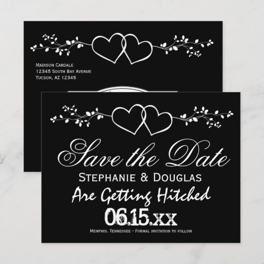 Zwarte Dubbele harten Opslaan de Briefkaarten Datu (Voorkant / Achterkant)