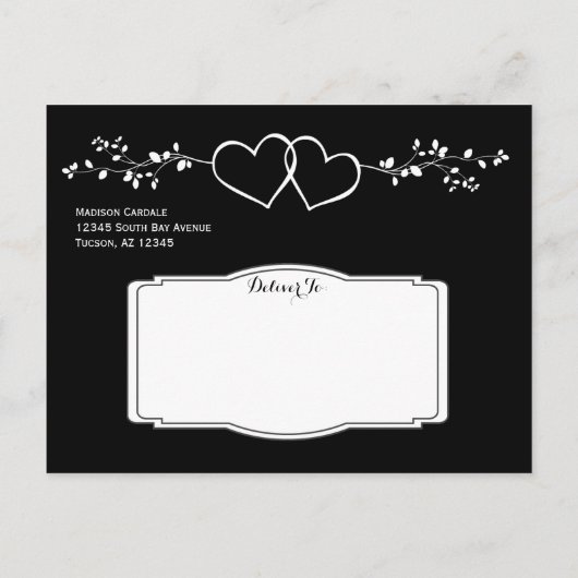 Zwarte Dubbele harten Opslaan de Briefkaarten Datu (Achterkant)