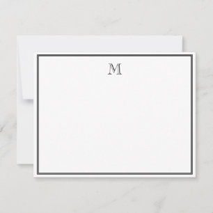 Zwarte Dubbele Rand Vintage Monogram Notitiekaartje