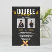 Zwarte Dubbele Viering Afstuderen Party foto's Kaart (Staand voorkant)