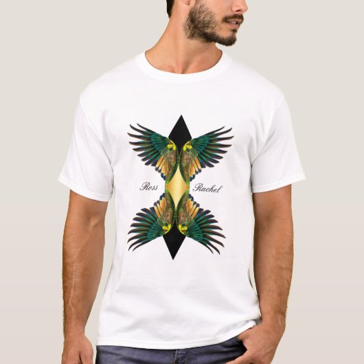 Zwarte Dubbele Vleugels Diamond Design T-shirt (Voorkant)