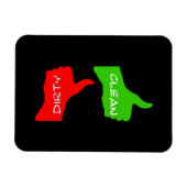 Zwarte duimen omhoog/omlaag reinigen/vuile wasmach magneet (Horizontaal)