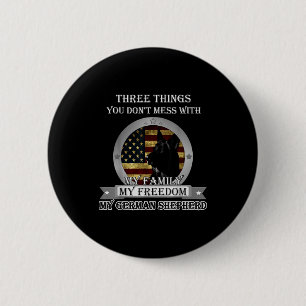 Zwarte Duitse Herder Amerikaanse Vlag Drie Dingen Ronde Button 5,7 Cm