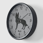 Zwarte Duitse herder cartoon hond genummerde klok (Hoek)