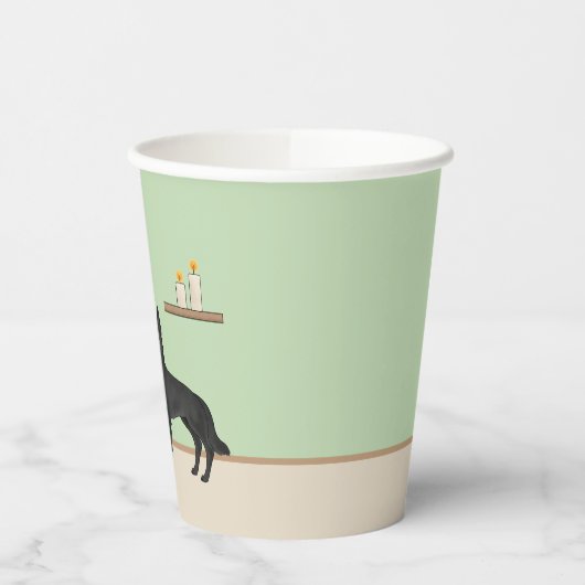 Zwarte Duitse herder en feestelijke kerstboom Papieren Bekers (Links)