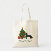 Zwarte Duitse herder en groene kerstboom Tote Bag (Voorkant)