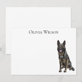 Zwarte Duitse herder gepersonaliseerde briefkaarte Notitiekaartje (Voorkant / Achterkant)