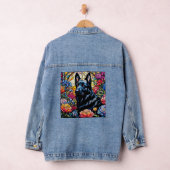 Zwarte Duitse Herder Glas in lood Tuin Denim Jacket (Hangar)