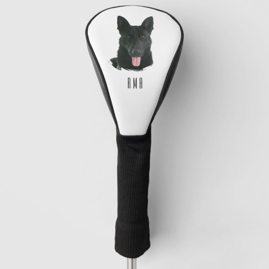 Zwarte Duitse Herder Golfheadcover (Voorkant)