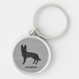 Zwarte Duitse Herder GSD Hond Met Aangepaste Naam Sleutelhanger