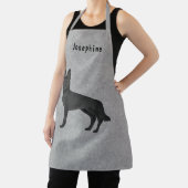Zwarte Duitse herder hond en aangepaste tekst grij Schort (Insitu)