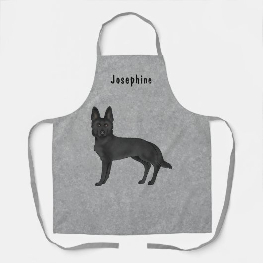 Zwarte Duitse herder hond en aangepaste tekst grij Schort (Voorkant)