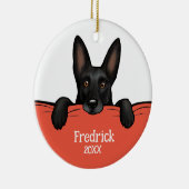 Zwarte Duitse herder hond gepersonaliseerd Keramisch Ornament (Rechts)