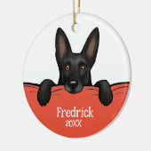 Zwarte Duitse herder hond gepersonaliseerd Keramisch Ornament (Links)